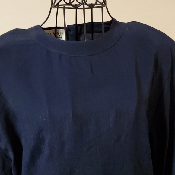 Gianni vintage navy rayon blouse size 8 - Picture 2 of 10